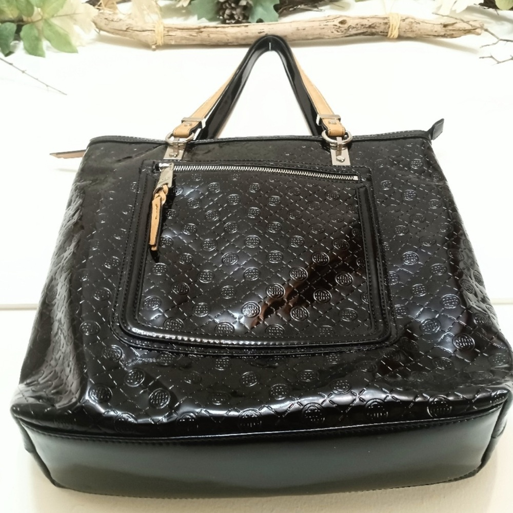 Dana Buchman Black and Tan Structured Tote